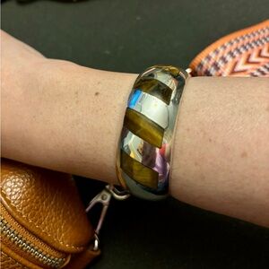 SOLD* Vintage Taxco Sterling Silver Cuff Bracelet with Genuine Tiger Eye Stones